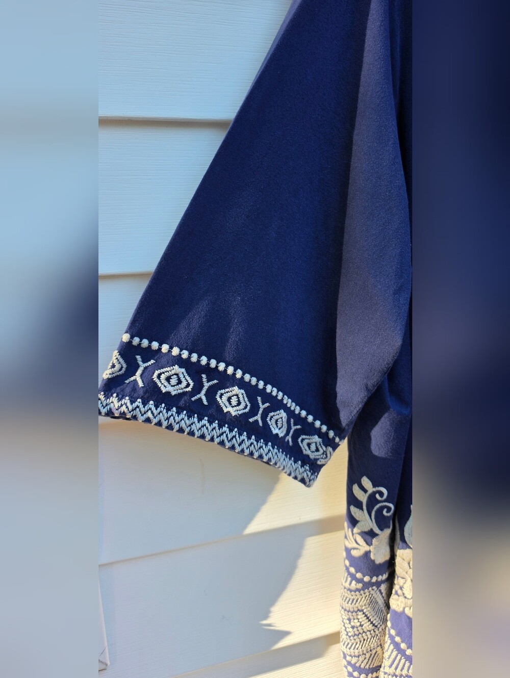 Johnny Was Embroidered Navy White Floral Open-Front Women Cardigan Top XXL 1X 2X - Picture 8 of 14